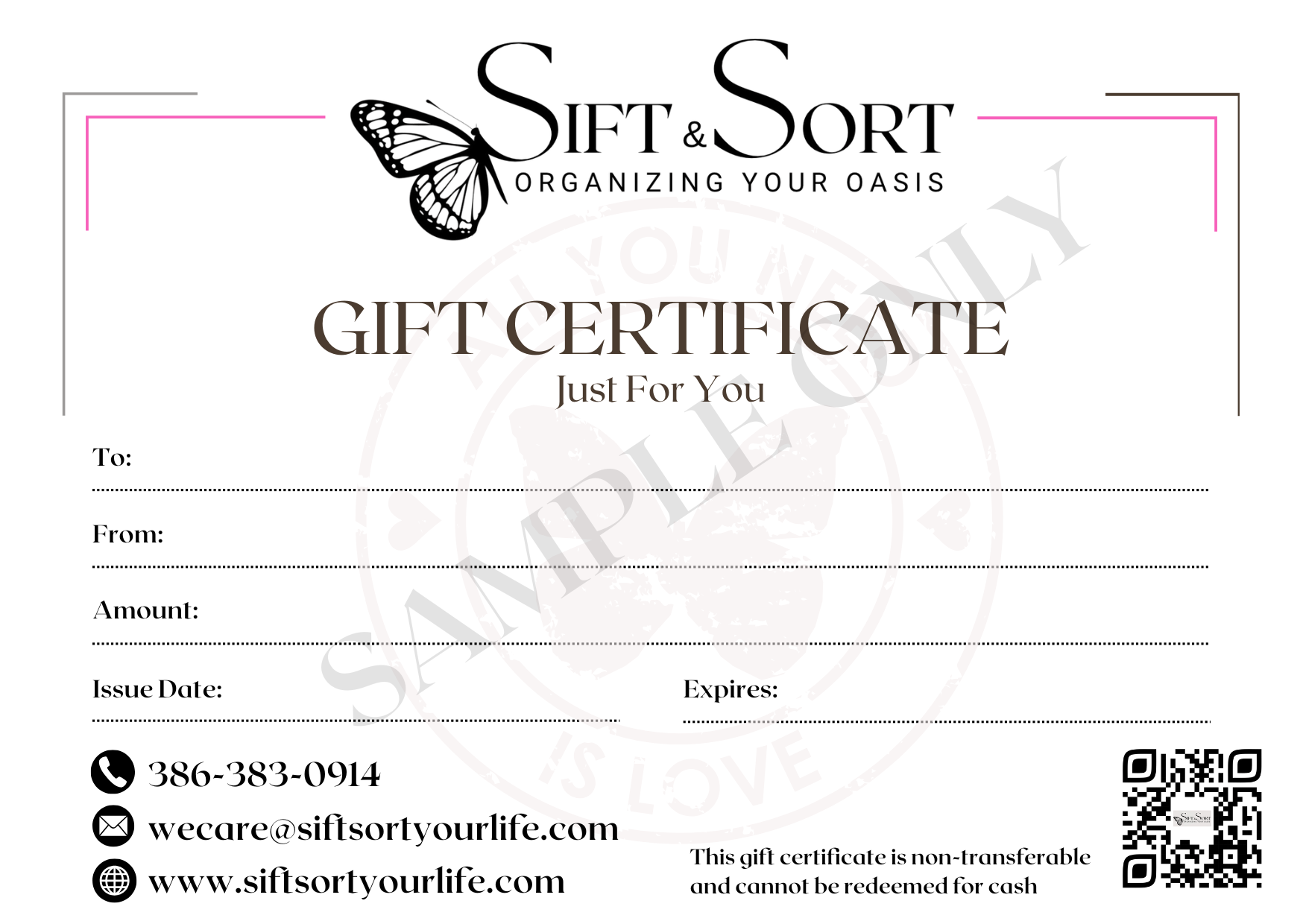 Senior and Estate Transitioning Gift Certificates from Sift & Sort Organizing